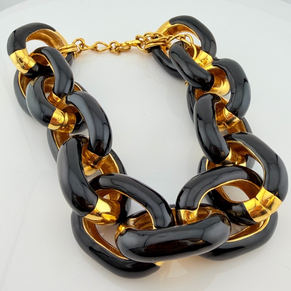 KJL black and gold Enamel chunky link chain